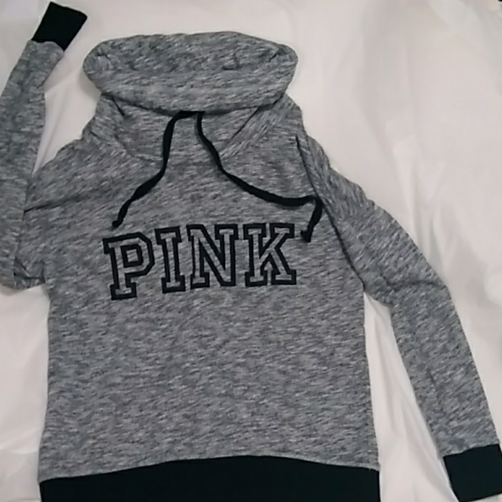 Victoria Secret PINK grey/black cowl neck sweater
